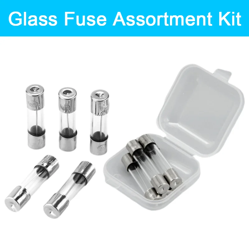10pcs/pack Glass Tube Fuse 5X20MM 6X30MM 0.2A 0.5A 1A 2A 3A 4A 5A 6.3A 8A 10A 12A 15A 20A 30A 25A 250V Fast Blow Fuses Fusibles