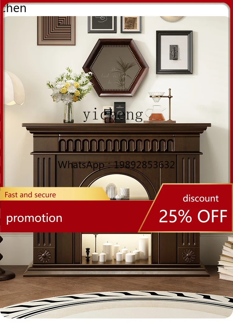 HXL  Solid Wood Decorative Fireplace Cabinet Texture Storage Cabinet Living Room Entrance