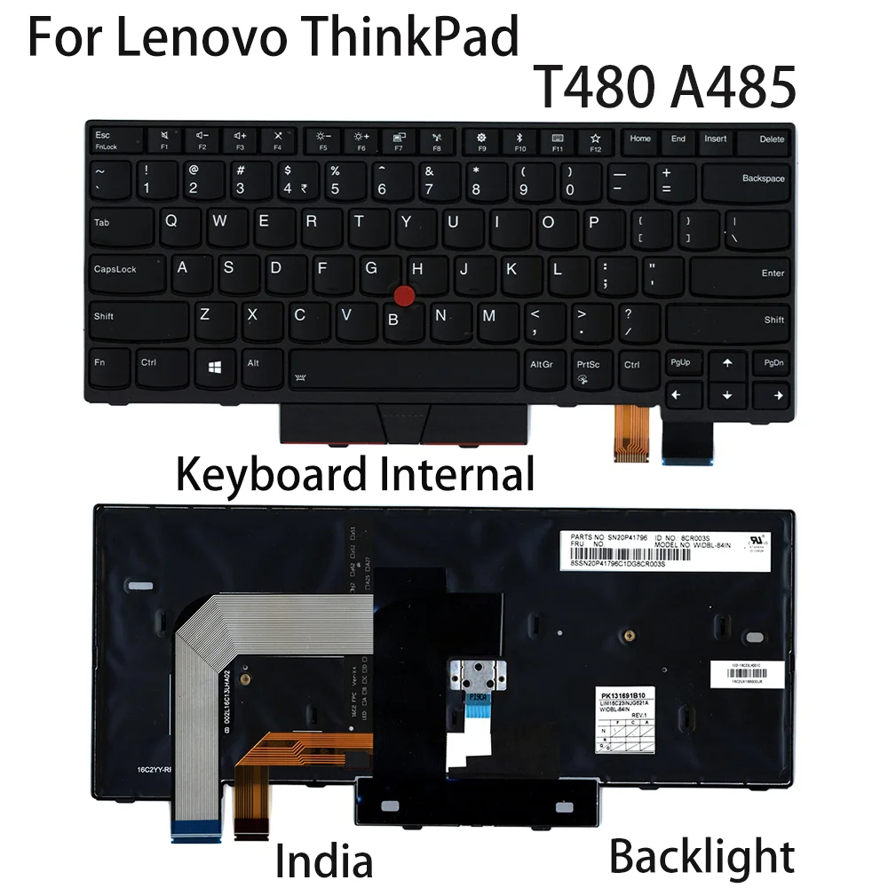 

Новинка для Lenovo ThinkPad T480 A485 Клавиатура для ноутбука внутренняя индийская подсветка FRU:01HX454 01HX494 01HX534