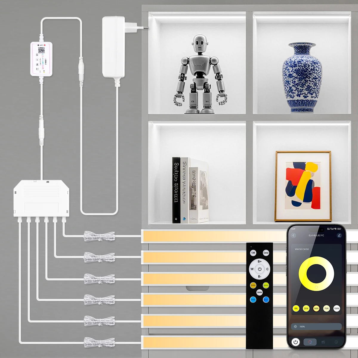 

Bluetooth Smart CCT LED Bar Lights Bedroom Kitchen Wall Lamp for Cabinet Acoustic Wall Wood Panel Stairs Decor Lighting