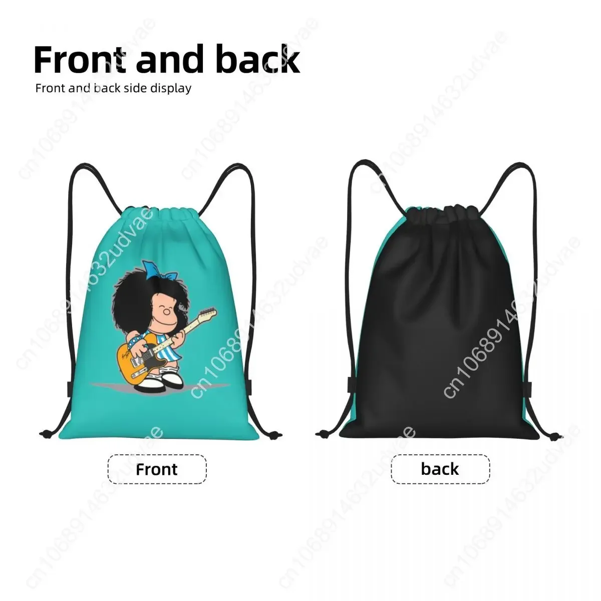 Mafalda Playing Her Guitar Drawstring Personalized  Backpack for Women Gym Sport Bag Portable