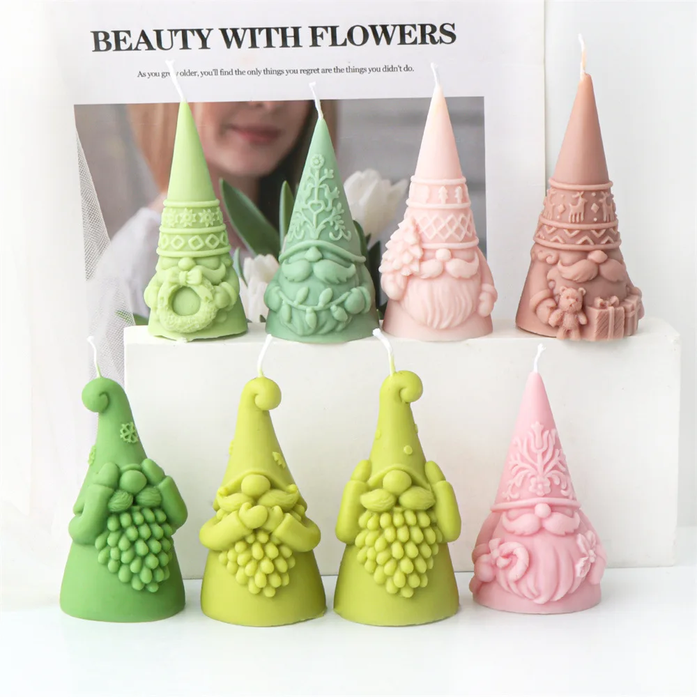 Weihnachten Claus Kerze Silikon Form 3D Silikon Zwerg Kerze Form DIY Home Decor Winter Gemusterte Kappe Santa Gips Form
