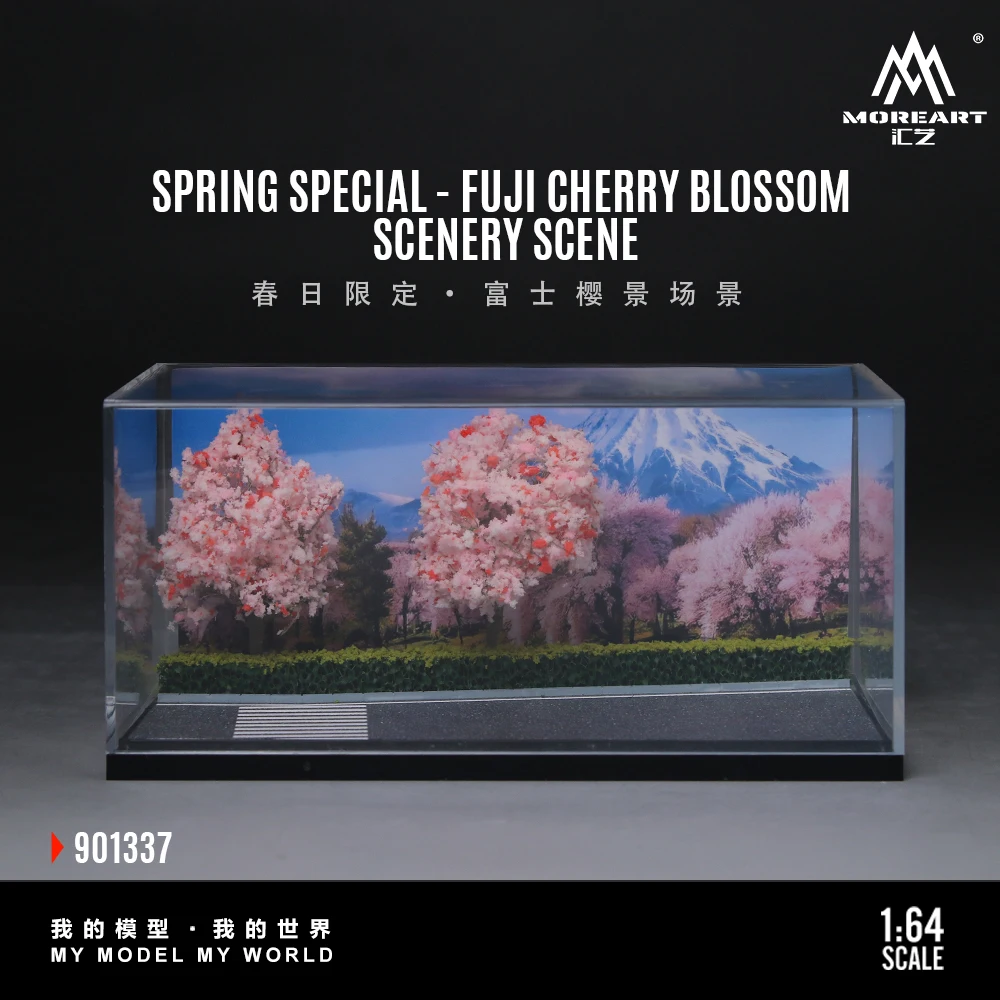 MoreArt 1:64 Fuji Cherry Blossom Rural Bridge Tunnel Diorama Model Mini Landscape Scene for Diecast Car Display