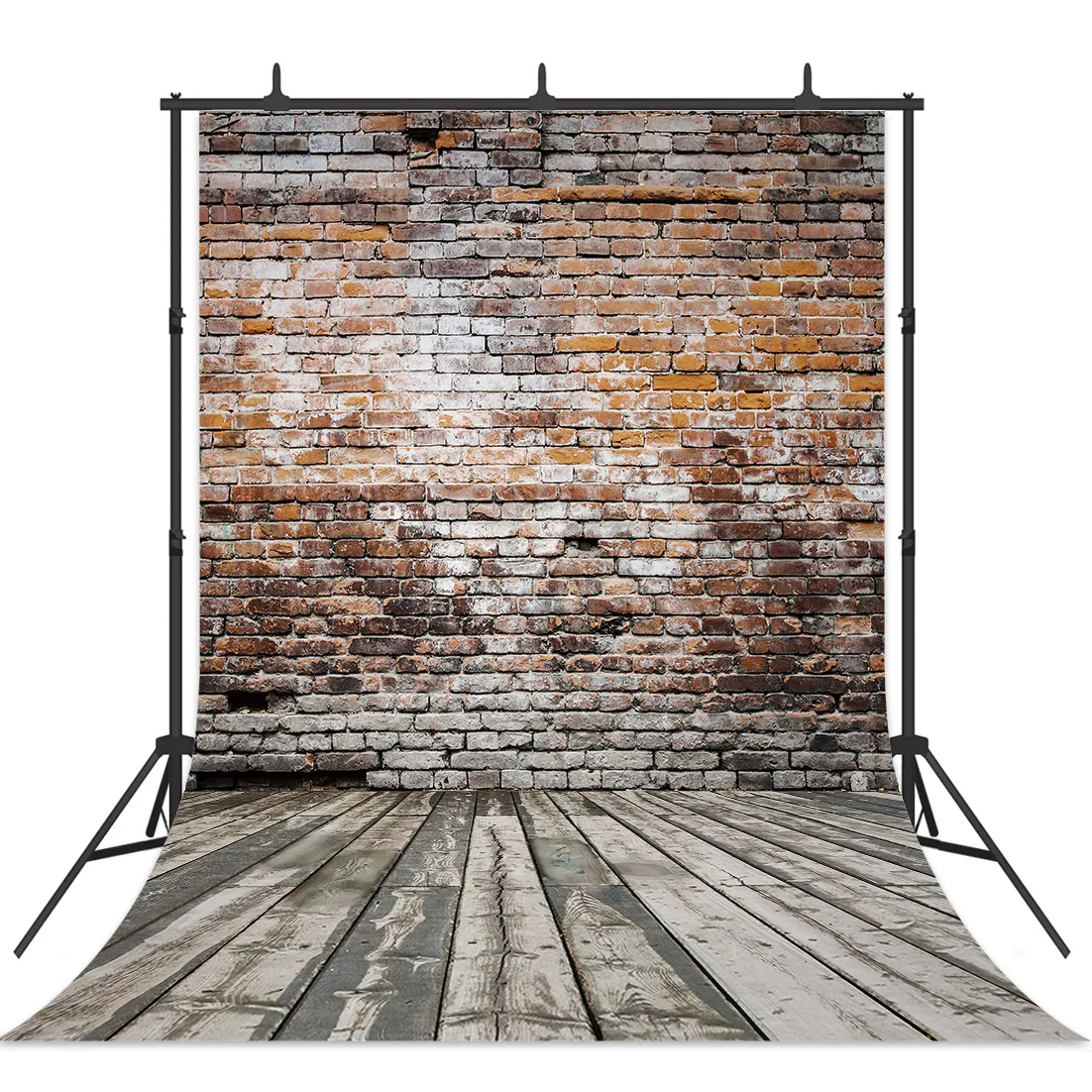 White Brown Grey Brick Wall Photo Backdrops Wooden Floor Background Portrait Baby Children Commerical Photo Studio Photozone