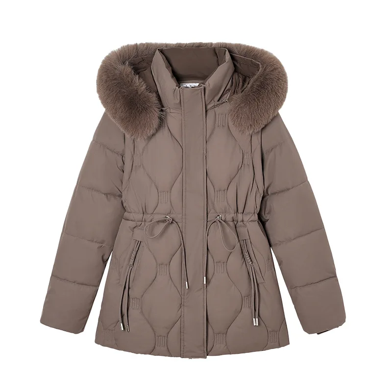 Removable Sleeve Cotton Clothes Women Mid Long Winter Jacket 2025New Fashion Waist Thicke Warm Cotton-padded Jacket Female Parka