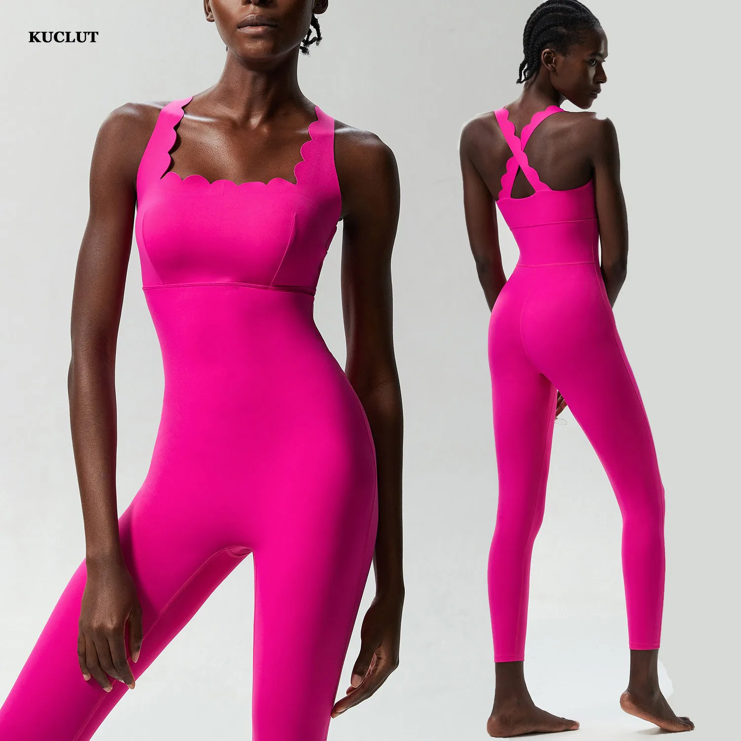 Gym Workout Jumpsuits With Lotus Hem Sports Overalls Running Fitness Stretchy Pilate Suits Women Tracksuit Sportswear Yoga Sets