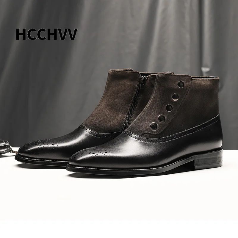 

Genuine Leather Men's Chelsea Shoes Business Dress Fashion Spring Autumn Winter Shoes Men's Boots