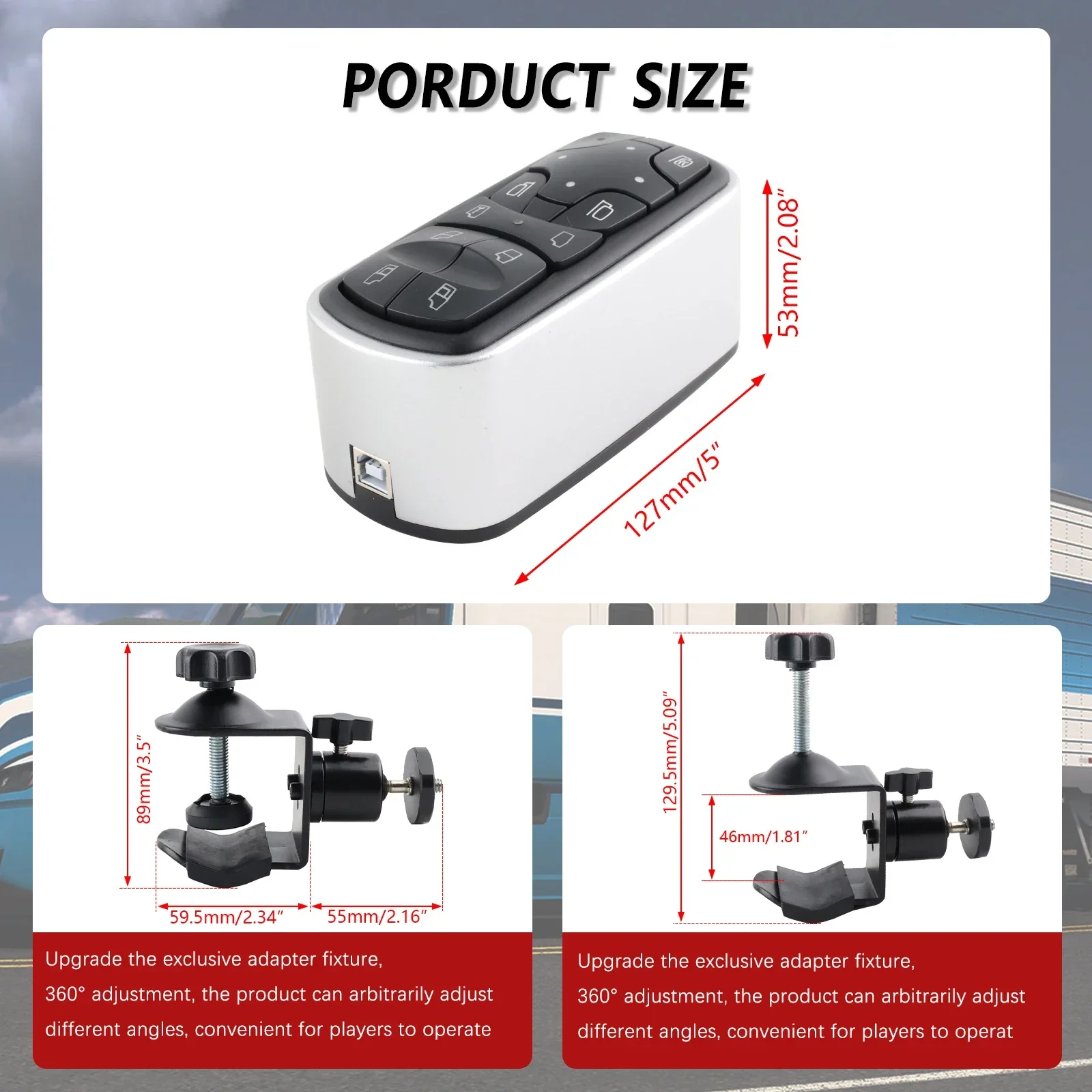 USB do komputera skrzynka na guziki ze szkłem wyścigowym do ciężarówki ETS2 Hub Simracing dla Fanatec Thrustmaster Logitech