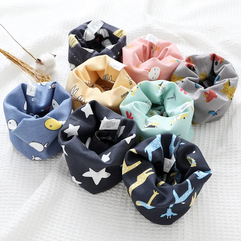 Autumn Spring New Cotton Baby Scarf Children Snood Cartoon Kids Scarfs Boys Girls Neck Ring Scarves Collar Warm Neckerchief