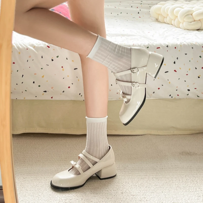 Vintage Mary's Shoes Women's  Wedding Shoes 2025 Spring Autumn New High Heels Clunky Elegant Single Shoes Rubber Sole