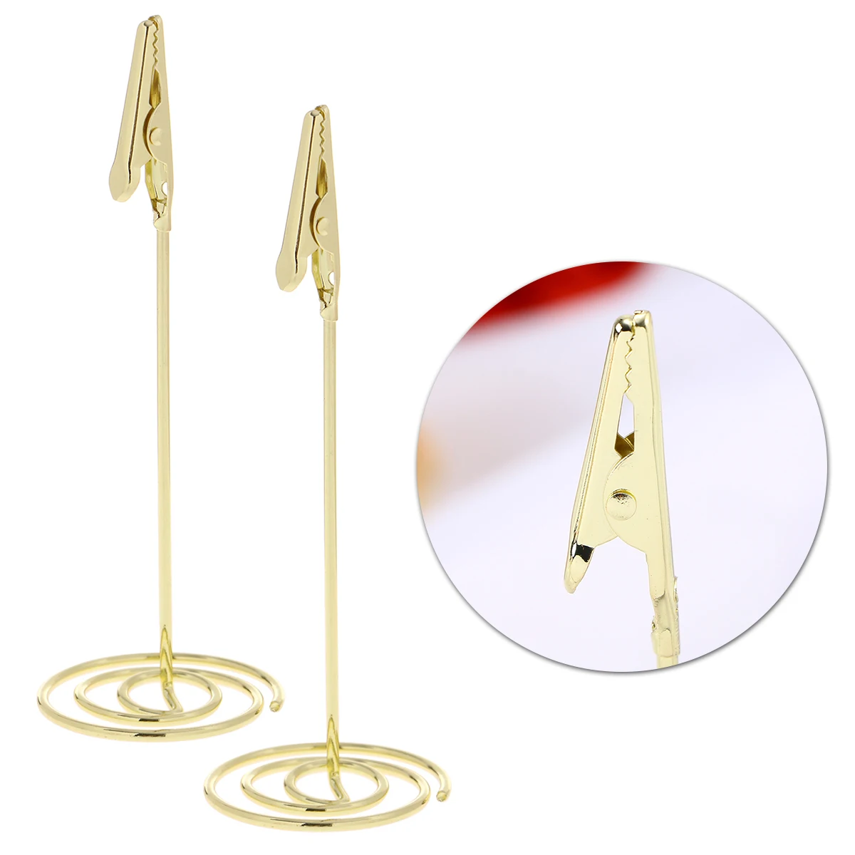 

11.5cm Business Card Holder Metal Photo Clips Alligator Shape Spiral Base Memo Holders Stand Photo Party Table Number Place