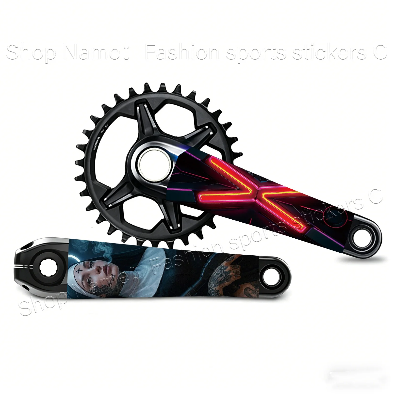 2Pcs Neon Arrow Style Crank Arm Sticker Set, Waterproof Vinyl Decal for MTB & Road Bike
