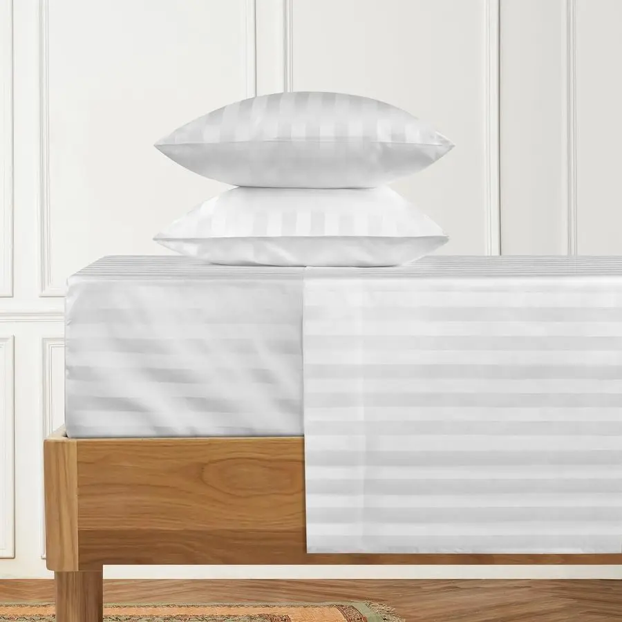 

1000 Thread Count Egyptian Cotton Sheets Damask Striped Queen Size, Long Staple Soft amp Breathable, 4 Pc Bed Sheet Sets, Luxury