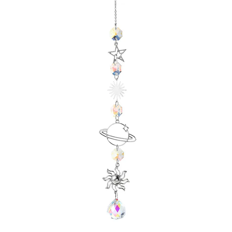 Crystal Wind Chimes Moon Sun Catchers Prisms Pendant Dream Catcher Rainbow Chaser Hanging Drop Home Garden Decor Windchime