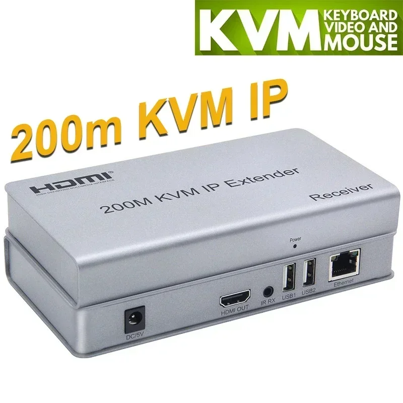 200M HDMI KVM IP Extender Via Rj45 Cat6 Ethernet Cable Video Transmitter Receiver Support Mouse Keyboard Network Switch 1 To 253