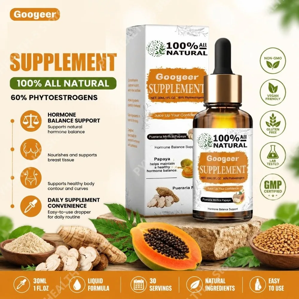 

Pueraria Mirifica Papaya Fenugreek Drops 30ml Plant Extract Liquid Supplement for Adults Hormone Balance Support