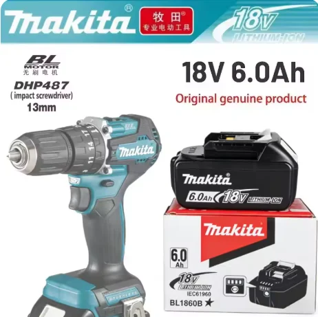 Rechargeable 18V Battery Makita 6000mAh BL1860 BL1850B BL1830B Series High Capacity Power Tool Battery