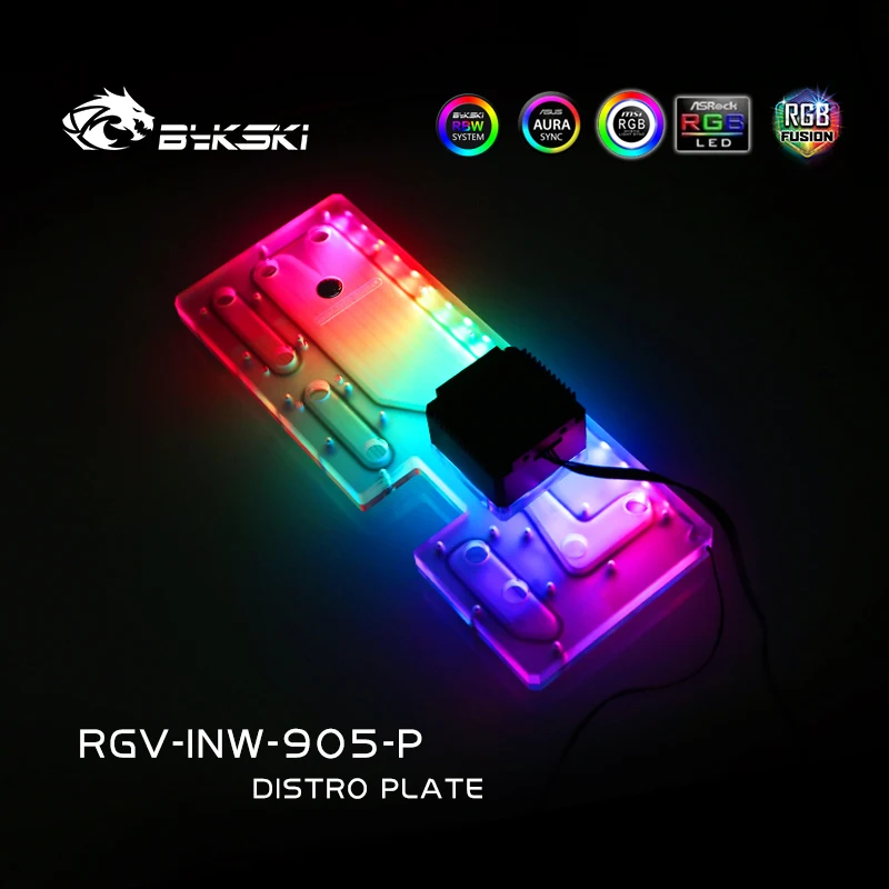 Bykski pelat Distro RGV-INW-905-P RGB untuk IN WIN 905 casing pompa waduk papan jalur air untuk PC sistem pendingin air 5V/12V