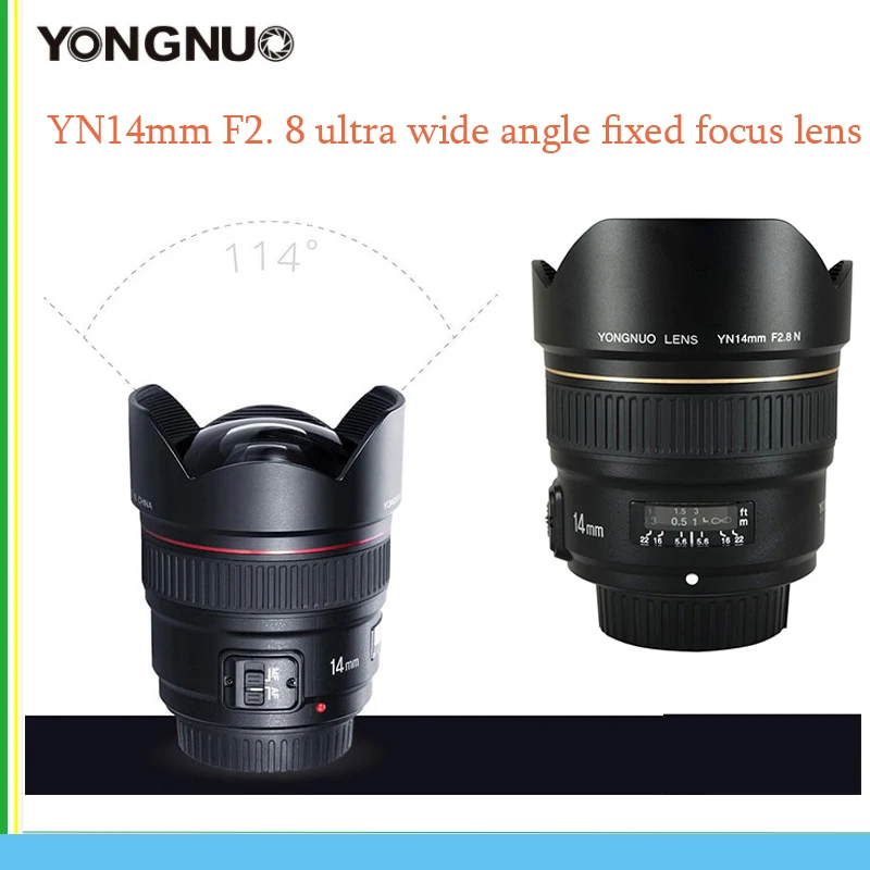 

YONGNUO YN14mm F2.8 14mm AF MF Autofocus Ultra Wide Angle Prime Lens 14mm for Canon 5D Mark III IV 800D 760D 80D 7D DSLR Cameras