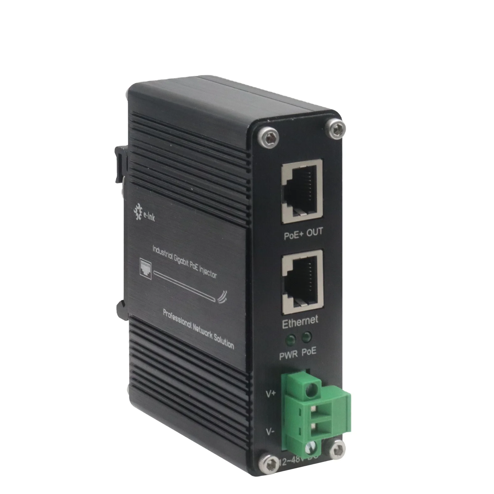 Industrial 30W Gigabit PoE+ Injector 12-48V DC Wide Voltage Input for IP Camera and Wireless Access Point