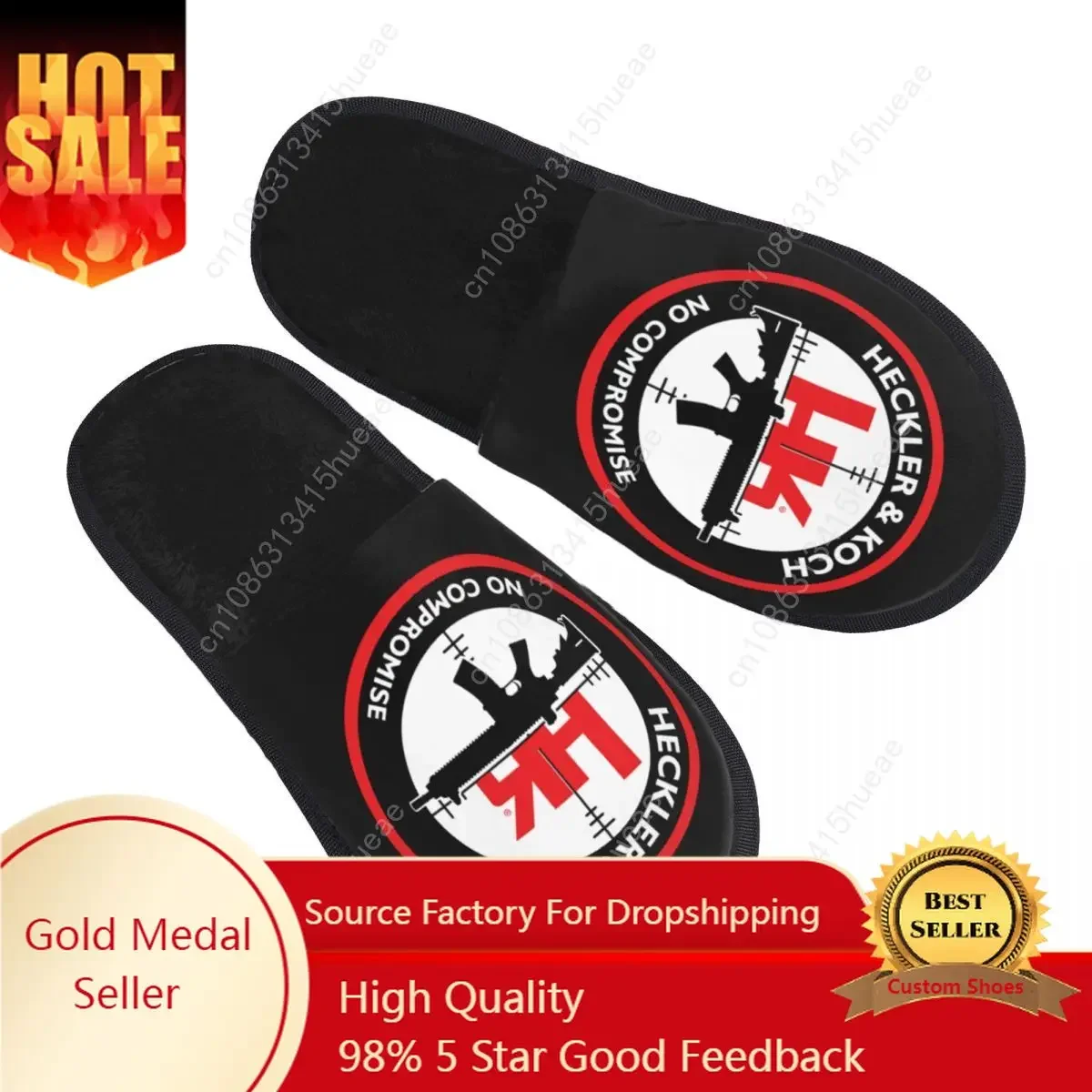 

Heckler And Koch Guest Slippers for Bedroom Women Custom Print HK Firearms House Shoes