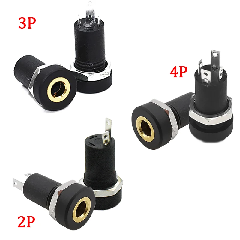 

4pcs 2/3/4pin 3.5mm audio jack 2/3/4 pole stereo soldering panel installation 3.5mm headphone female socket connector with nut