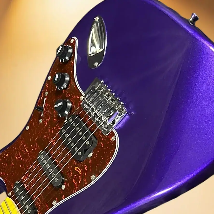 Hot Sale Electric Guitars SSH Pickups Metallic Purple Color Mahogany Body Maple Fretboard Red Tortoise Shell Pickguard