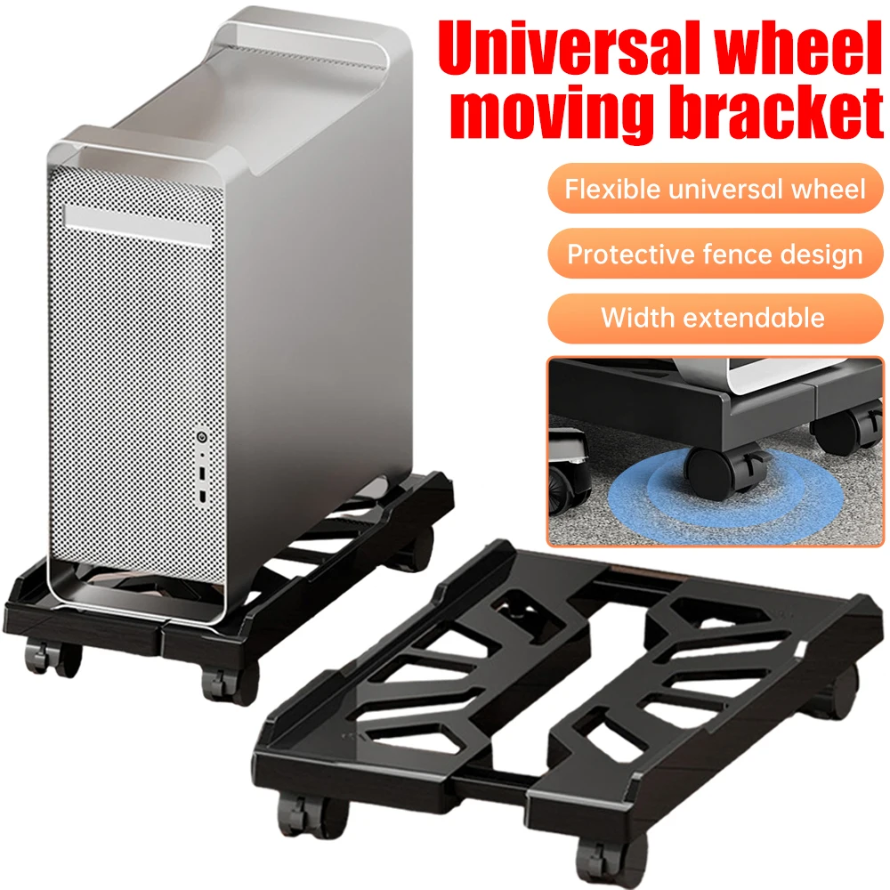 Computer Host Holder Adjustable Mobile CPU Stand with Caster Wheels Ventilated Computer Tower Rack for Office Study Room