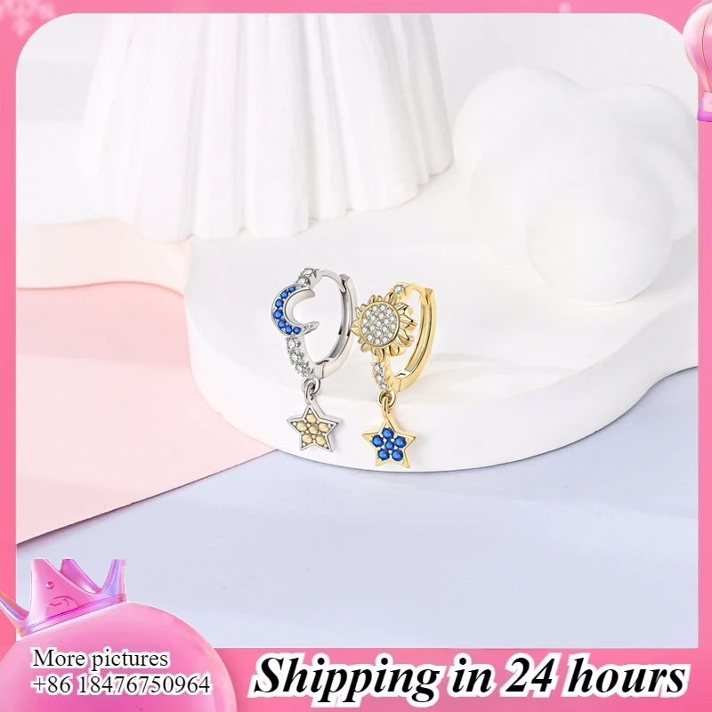 

Подвески из платины 925 пробы с Aretes Colgantes — Dos Tonos y Sol, Luna, Estrella Brillantes