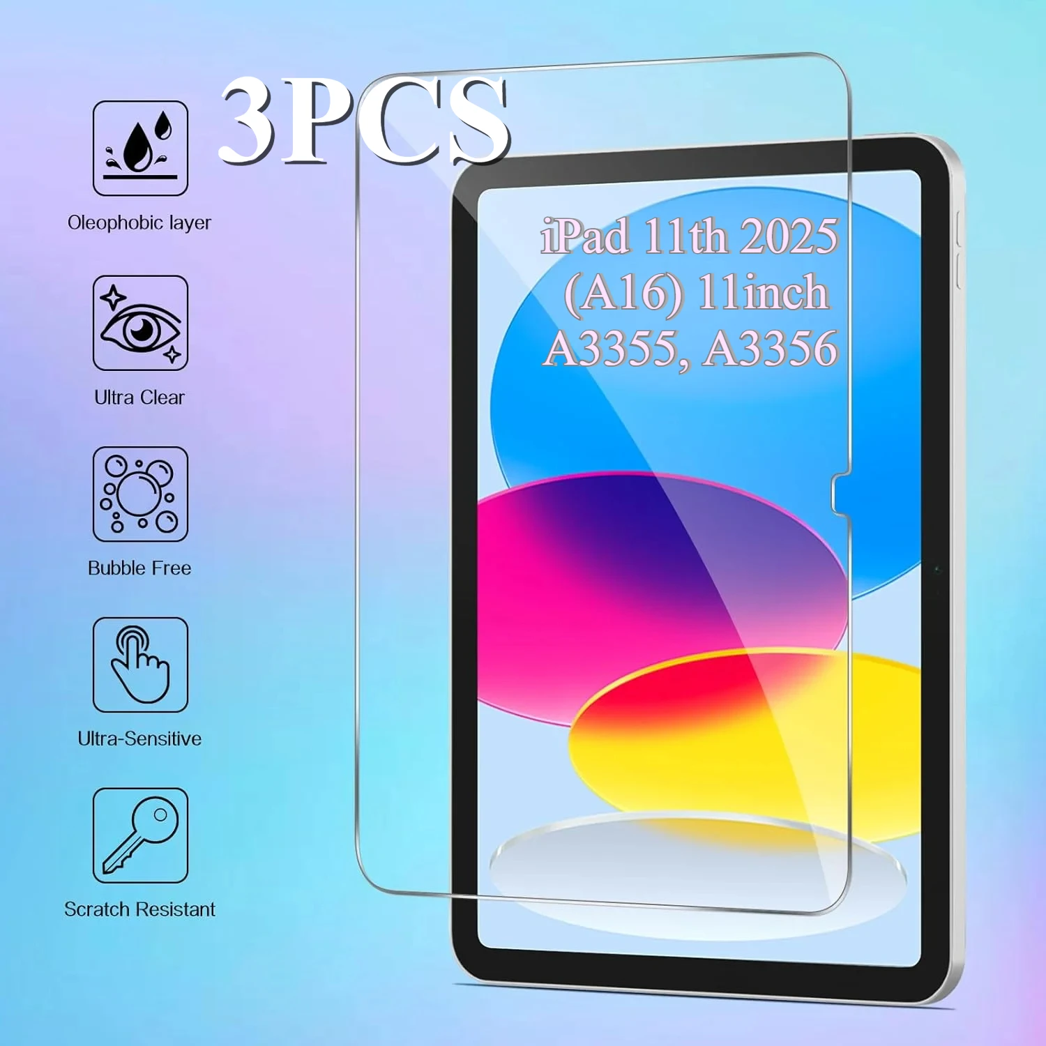 

For iPad 11th Gen Tempered Glass 2025 11 inch A16 Screen Protector A3355 A3356 Tablet Anti Scratch Clear Protective Film