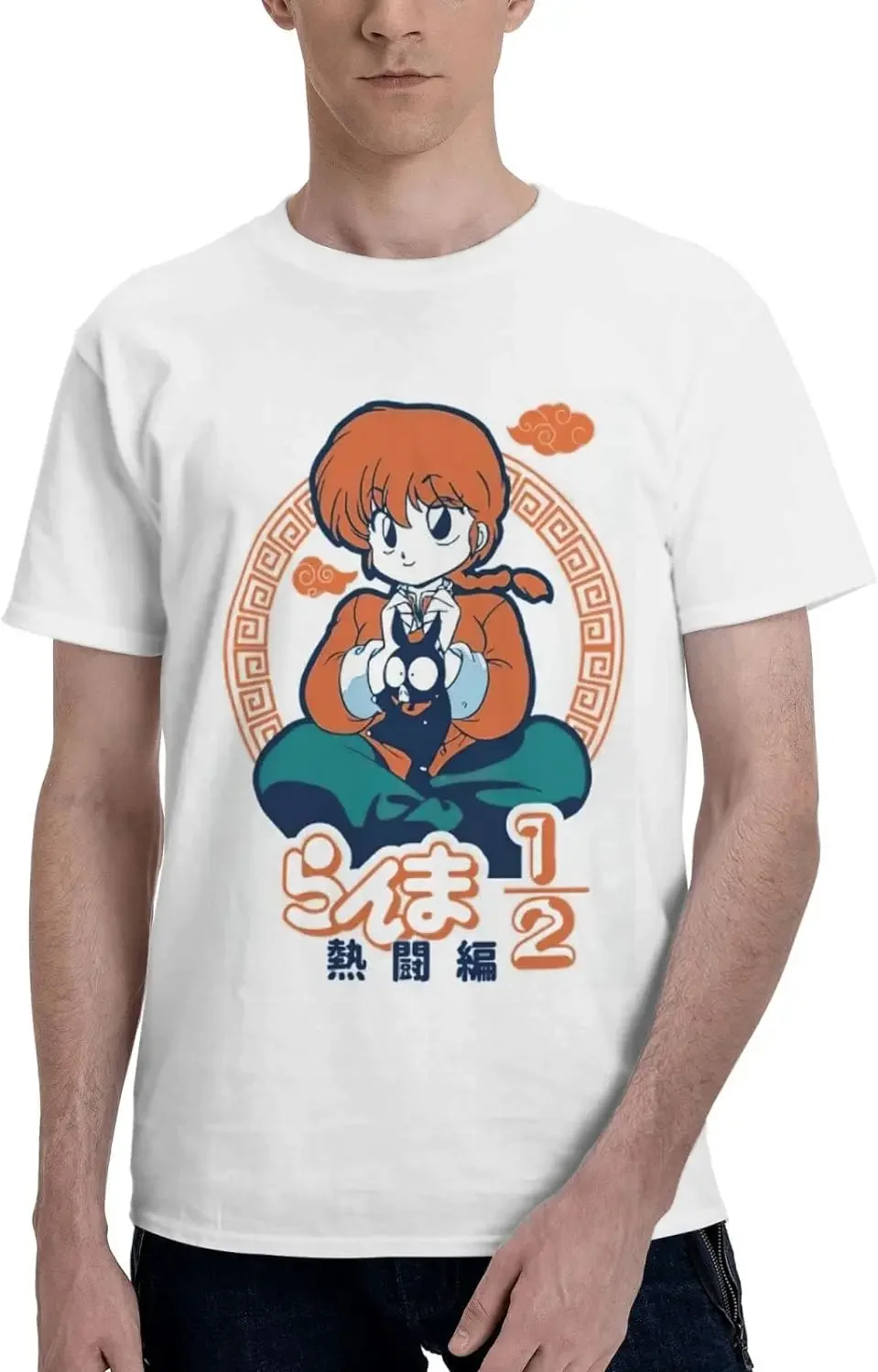 Manga Ranma ½ Shirt Cotton Short Sleeve Fashion T-Shirt for Man White