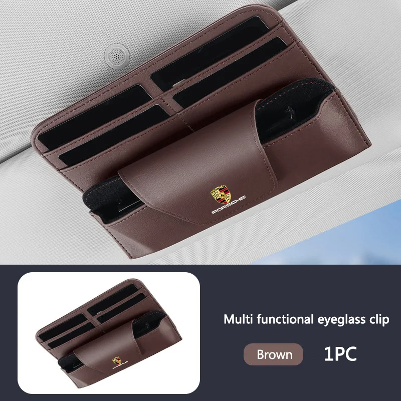 Car Sun Visor Glasses Storage Box Sunglasses Holder For Porsche Panamera Taycan 911 718 Macan Cayenne Boxster Cayman Accessories