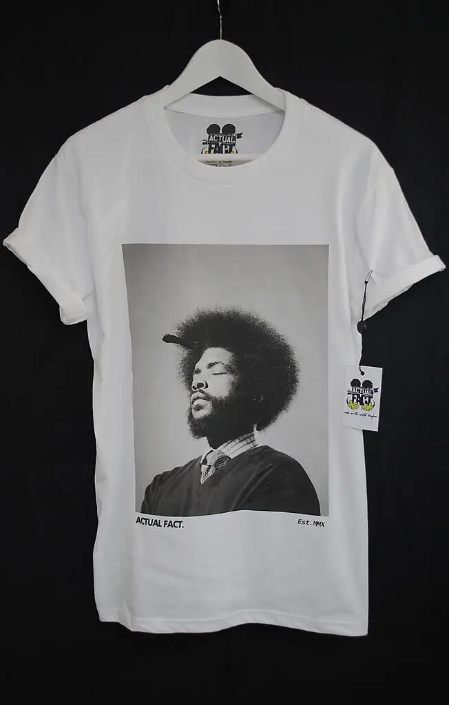 

ACTUAL FACT QUESTLOVE LOVE THE ROOTS BLACK & WHITE RAP HIP HOP TEE T SHIRT