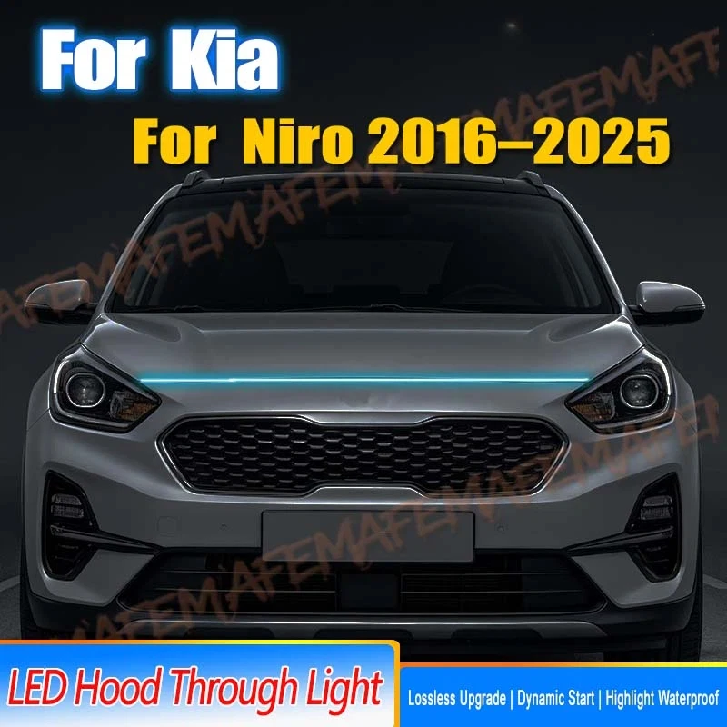 Scan Starting Led Car Hood Light For Kia Niro 2016-2025 Strip Decorative Lamp Flexible DRL Daytime Running Lights Headlight