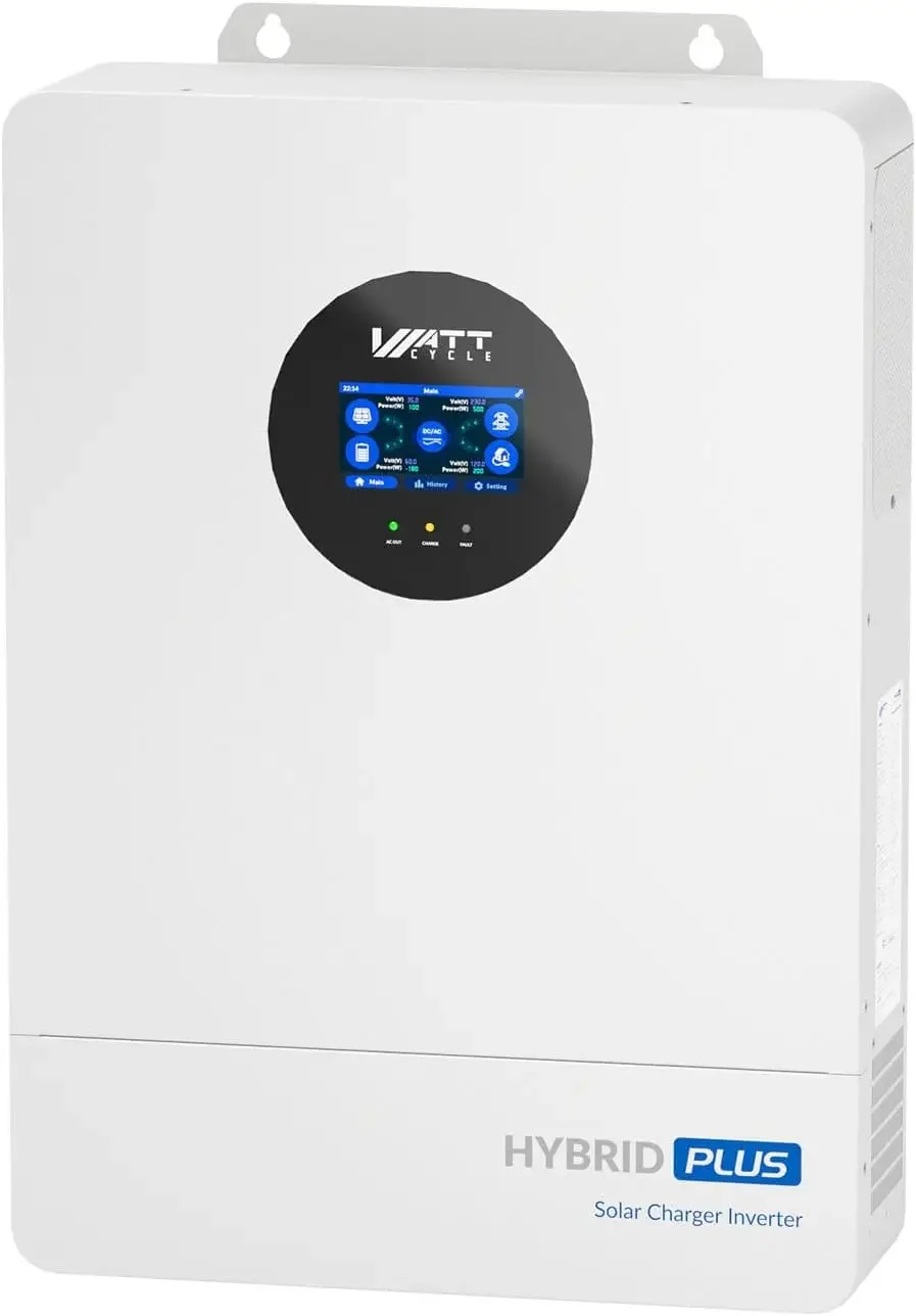 WattCycle 48V 12kW All-in-one Hybrid Inverter, 120/240V Split Phase Solar Hybrid Inverter Charger, 24kW Dual MPPT, 250A Max Charger, Pure Sine Wave,