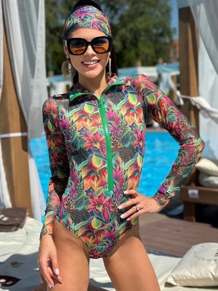 

Купальник-бикини из двух частей для защиты от солнца, повседневный, в стиле серфинг, с подкладкой на груди, без косточек, полиэстер