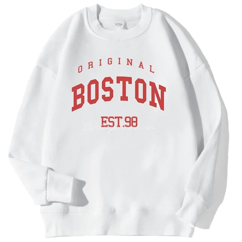 Original Boston est.98 street letter print sweatshirt men autumn casual hoodie o-neck soft pullover street trend clothes