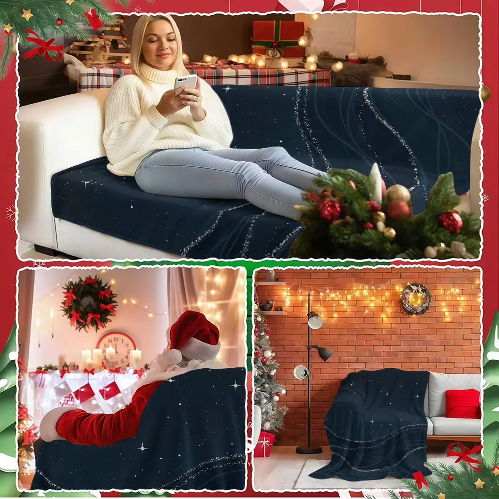 Starry Night Waves Winter Summer Flannel Blanket Throw Fleece Soft Fuzzy Plush Cozy Fleece Blankets for Sofa Ideal Gifts