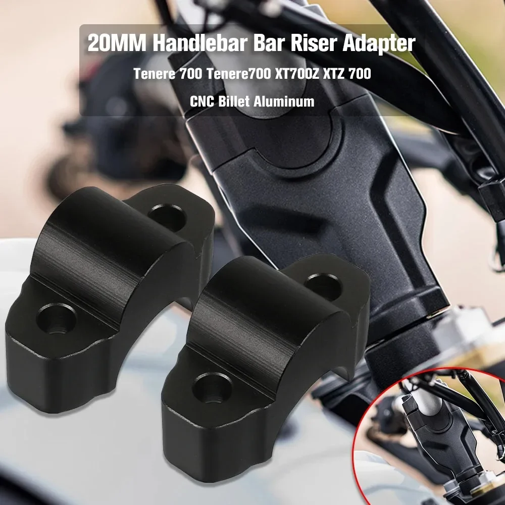 Motorcycle Handlebar Risers 20mm Up Adapter Bracket Extender Mounts Clamp For Yamaha Tenere 700 XT700Z XTZ 700 T700 T7 2019-2023