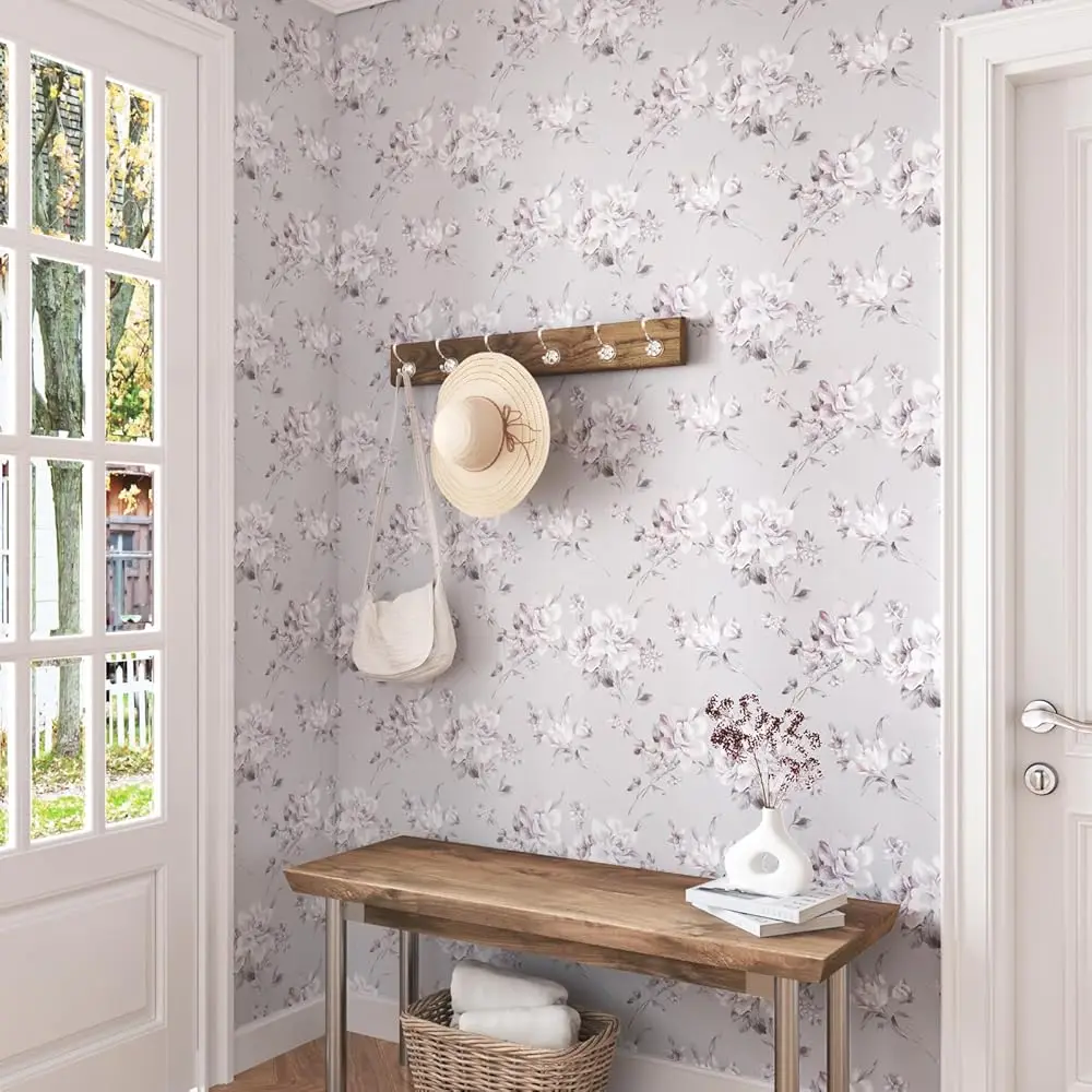 

Floral Peel And Sti Wallpaper Peony Flower Wallpaper Pink Floral Contact Paper Light Purple Vinyl Wall Paper Vintage Self Sti