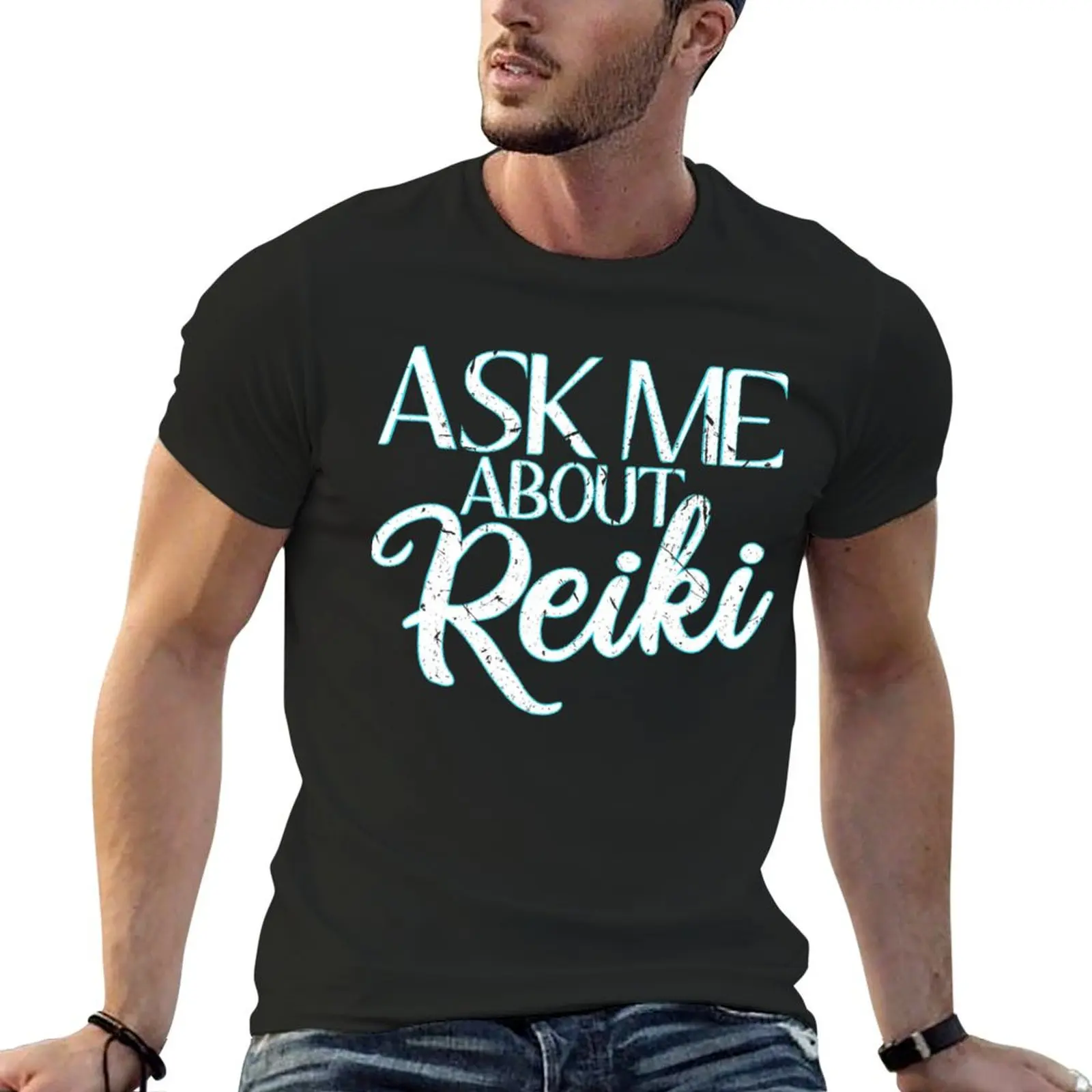 

Ask Me About Reiki Healing Energy Healer Master Holistic T-Shirt vintage anime shirt oversized mens clothes