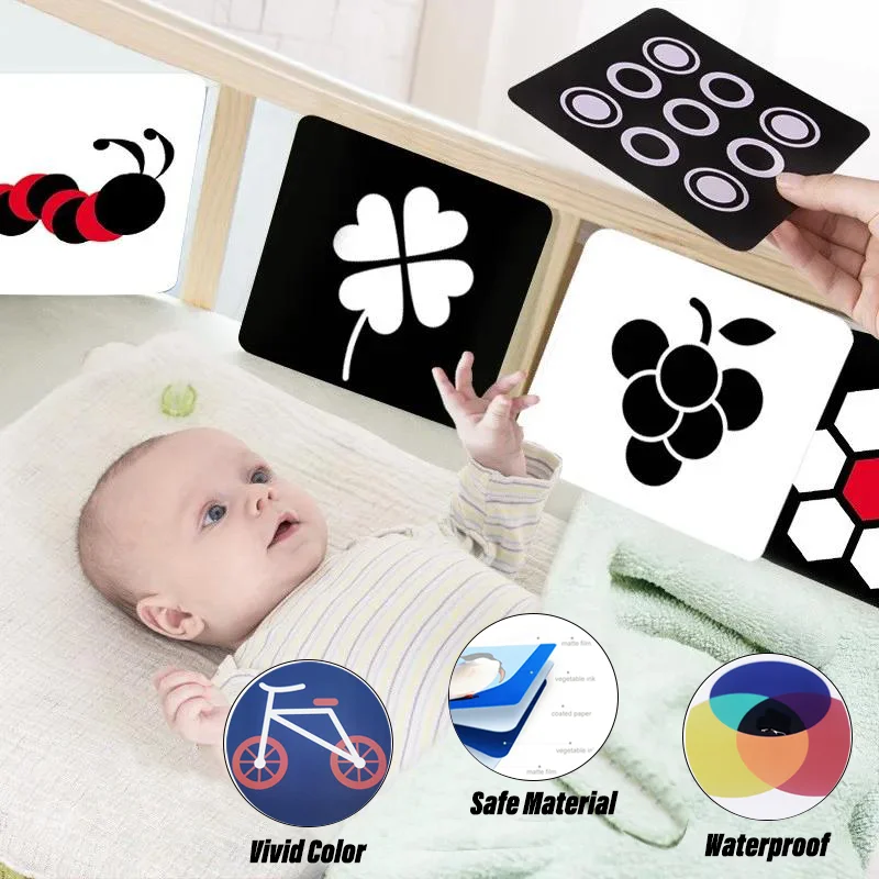 High Contrast Baby Vision Cards Black And White Visual Stimulation Flash Card Learning Game 0 12 Months Infant Gift Sensory Toy