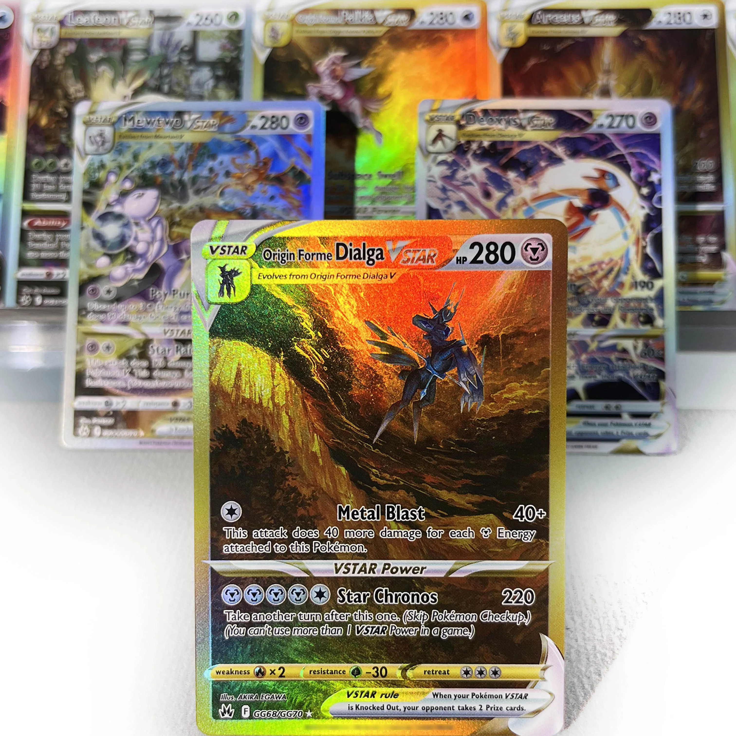 بطاقات تاج زينيث PKM PTCG5-C قوس قزح نادرة Mewtwo Giratina Arceus Leafeon VSTAR مجموعة ألعاب المعركة هدايا للهوايات