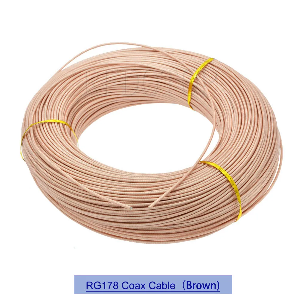 Brown/Black/Whiter RG178 RF Coaxial Cable Silver Plated Copper 50 Ohm Low Loss Coax Cord for Crimp Connector 1M-200M