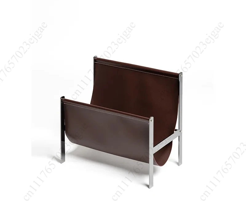 Modern Light luxury Simplicity Creativity Metal Leather Magazine Storage Rack Living Room Study Decoration Books Storage Rack
