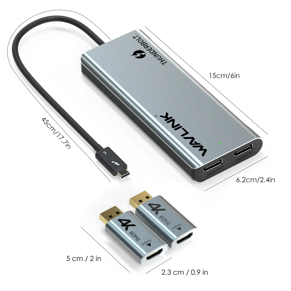 Imagem -05 - Wavlink Mini Docking Station Thunderbolt Dual 4k @ 60hz Displayport Single 5k Adaptador dp para Hdmi 40gbps Usb 3.0 Mac e Windows