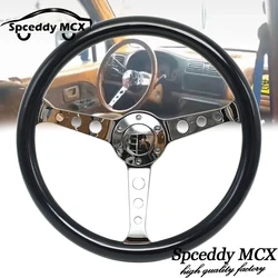 Real Wooden 15inch Steering Wheel 9 Holes Spoke No LOGO Car Racing 380mm Black Solid Wood Classic Steering Wheel Quick Release