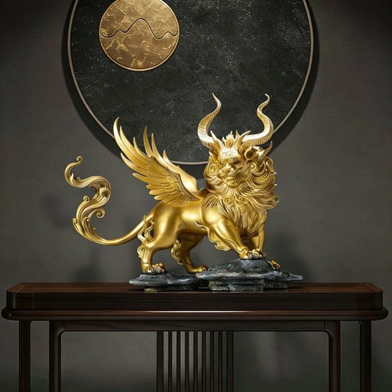 Brass Craft Shanhaijing Divine Beast Baize Ornament Home Entrance Decoration Office Desktop Housewarming Gifts