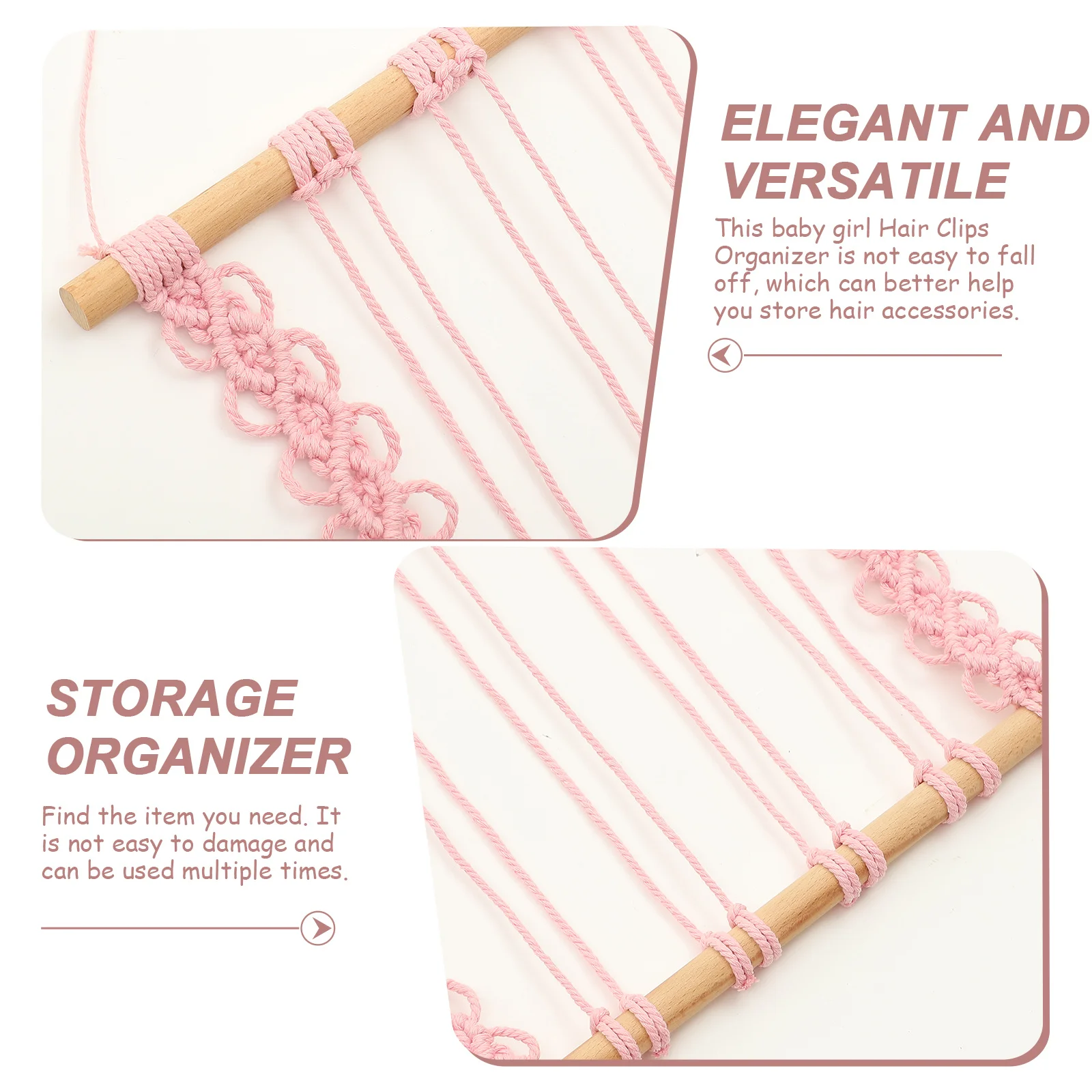 

Держатель для заколок из макраме в богемном стиле, настенный органайзер для заколок, зажимов для волос, очков, ожерелий, деревянный стержень, для дома