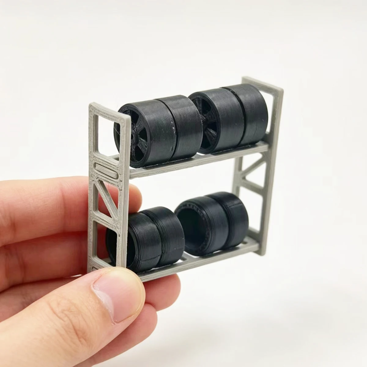 1:64 Scale Dollhouse Garage Miniature Tire Rack Set  Mini Storage Shelf Black Simulation Wheel Tyre Model For Doll House